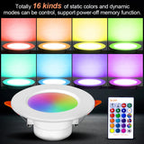 Dimmable LED Downlight 10W Round Spotlights RGB Down Lamp AC 220V 110V Color Changing Spot Light with IR Remote Controller
