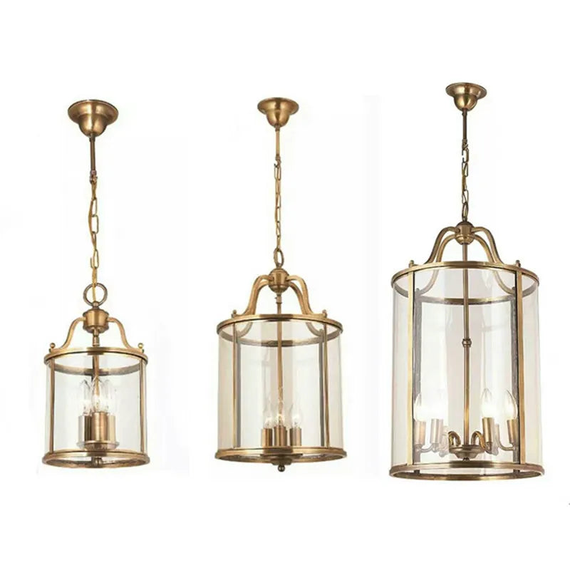 American Copper Glass Corridor Aisle Restaurant Bar Shop Cylinder Solder Birdcage Chandelier Lamp E14x3 pendant light home decors