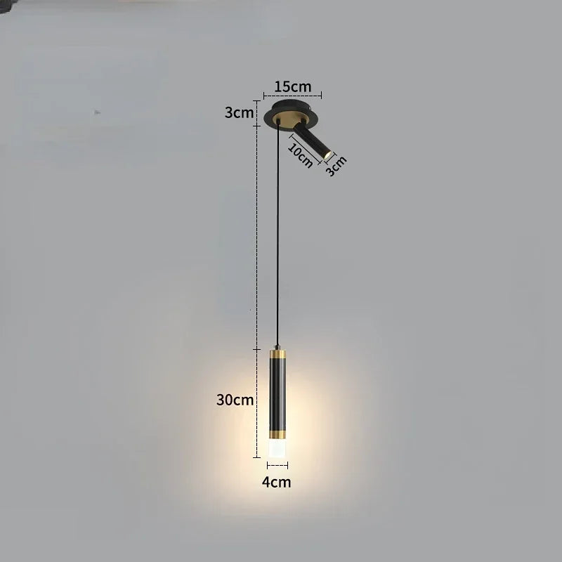 Modern Led Long Pendant Light for Bedroom Bedside Living Room Hanging Lamps Reading Lighting Double Spotlight Decor Chandelier