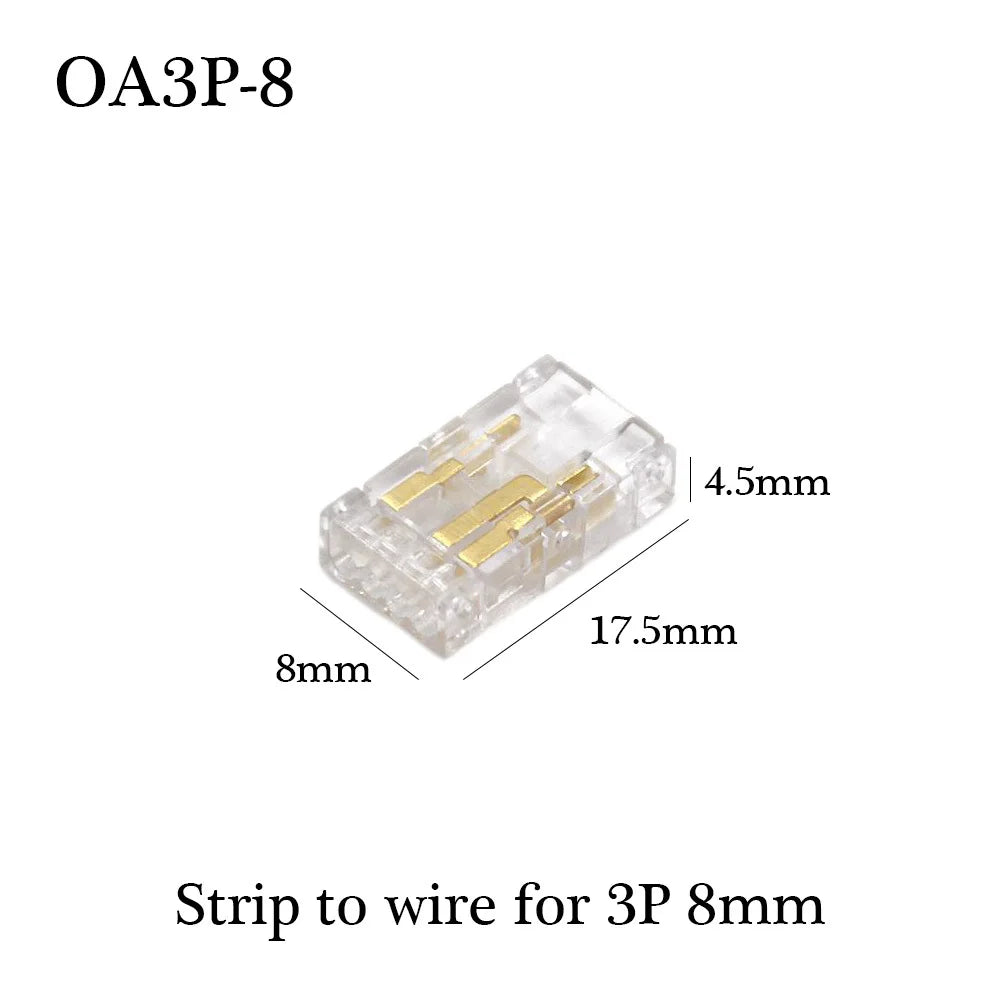 COB LED Wire Connector 5 8 10mm Connection Solderless Mini Buckle FCOB RGB CCT LED Strip Lights 2 3 4 Pin No Dark Area Connector