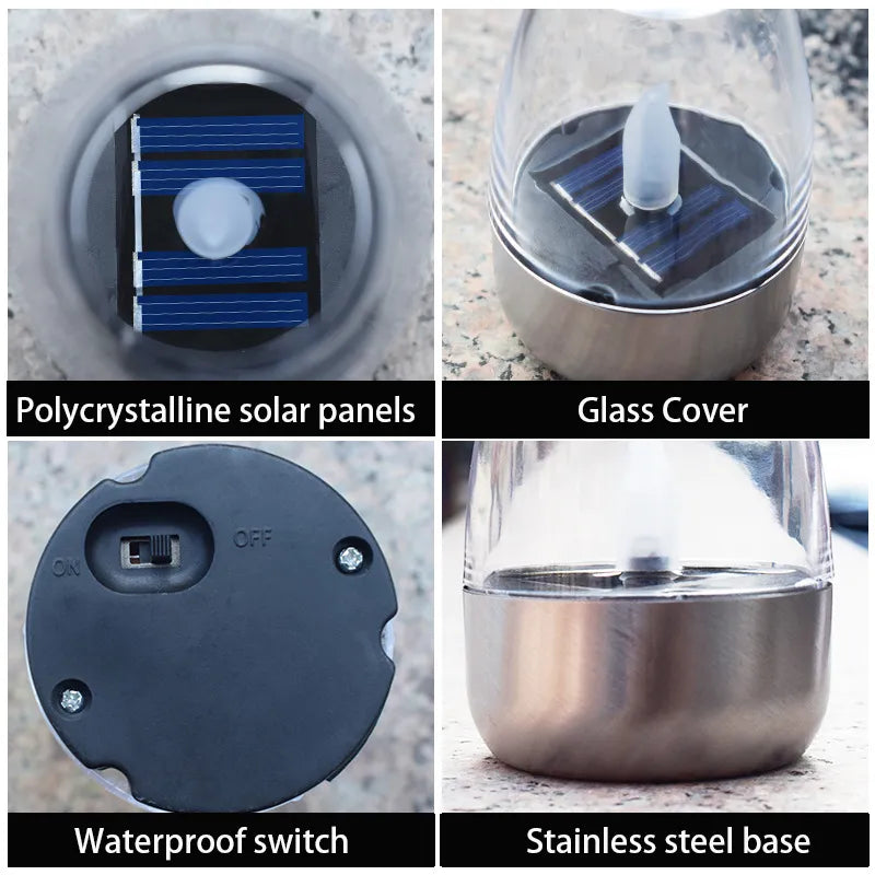 Solar lights outdoor patio LED stainless steel candle lights lawn deck decorative night lights ambient lights