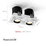 LED Spotlights Telescopic Folding Grille Spot Light Double Heads COB Lamp Square Ceiling Foco Recessed Anti Glare Stretchable