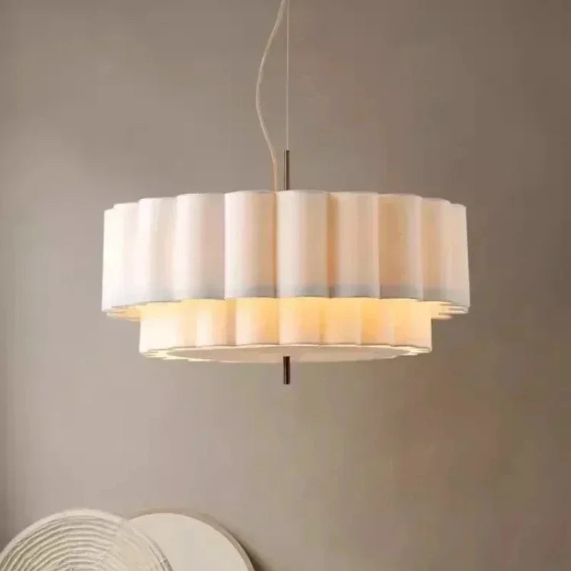Japanese Wabi-Sabi Silk Fabric Pendant Light - Cloth Hanging Ceiling Chandelier Lamp Fixture for Living Room, Dining Room & Bedroom Decor