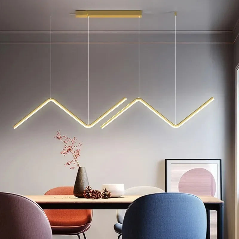 Modern LED Pendant Light Nordic Gold Hanging Chandelier For Tubular Restaurant Kitchen Office Coffee  Indoor Decorative Lamps