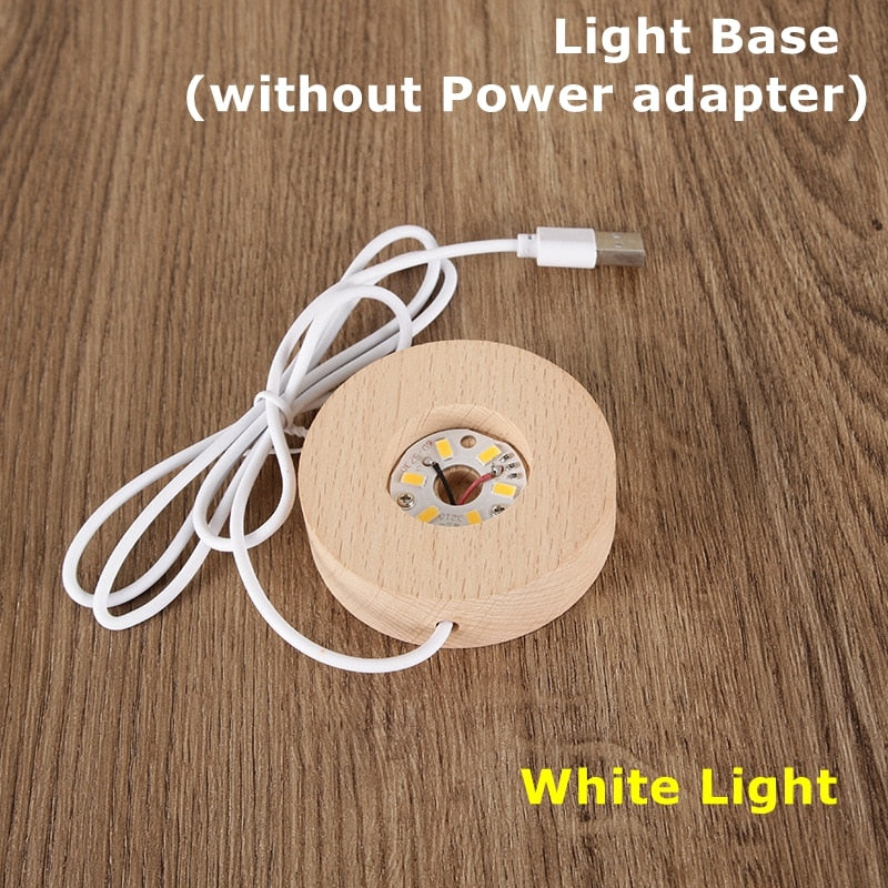 Rechargeable Remote Control Wooden LED Light Rotating Display Stand Lamp Holder Lamp Base Art Ornament New