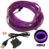1M/2M/3M/5M Colour Car Interior Lighting LED Strip Auto Decoration Wire Rope Tube Line Flexible Neon Lights USB Drive Atmosphere