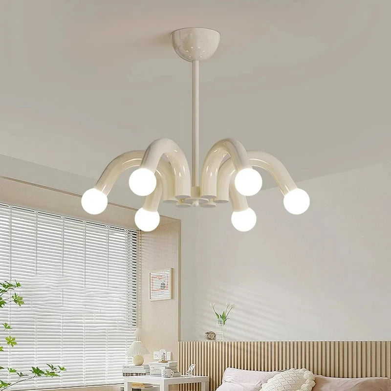 Modern Metal E27 Pendant Light in Black, Beige, Blue & Pink - Art Deco Ceiling Hanging Lamp Fixture for Parlor, Bedroom & Dining Room