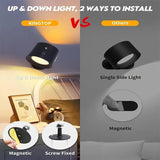 Double-Head LED Wall Lamp with Touch & Remote - 360° Rotatable Wireless Night Light