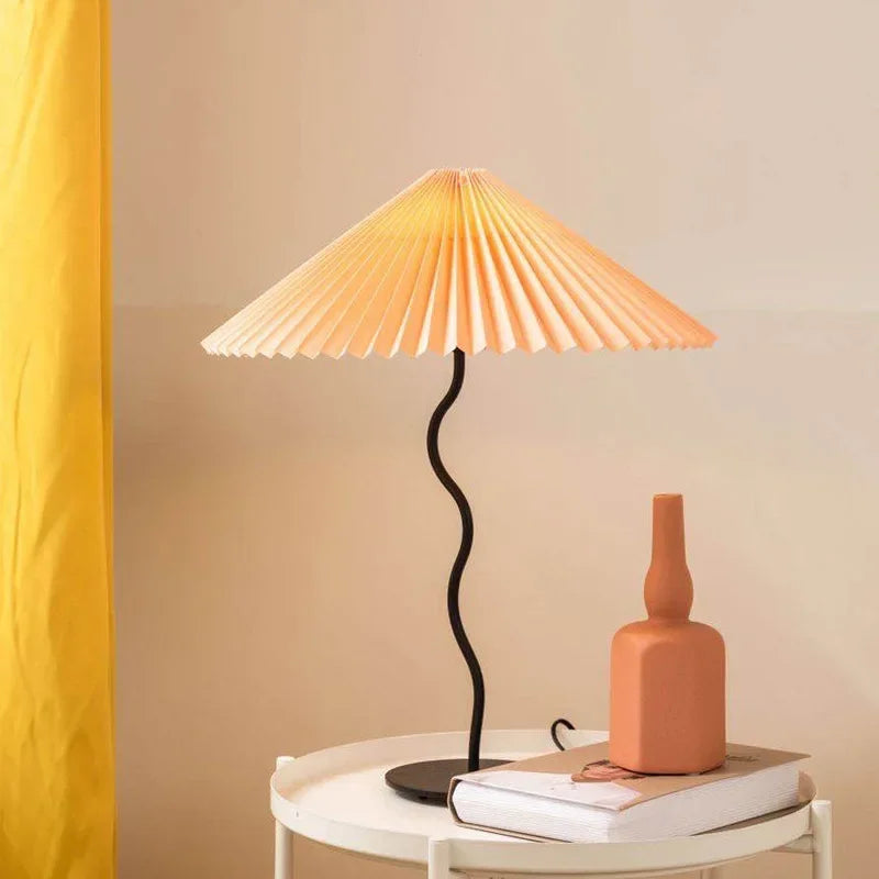 Table Lamp Ins Retro Pleated Umbrella Nordic Medieval Korean Master Bedroom Bedside Lamp Swing Iron Art Drop Shipping