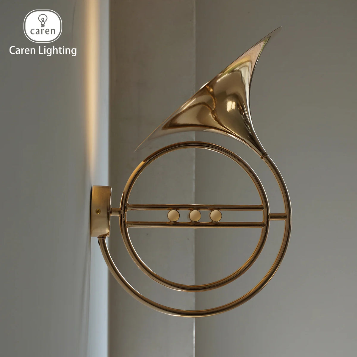 Caren Lighting Wall Light Vienna Horn Inspired Decorative Lighting Fixture 6 Valve Buttons Gold Chrome LED Premium Polished