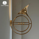 Caren Lighting Wall Light Vienna Horn Inspired Decorative Lighting Fixture 6 Valve Buttons Gold Chrome LED Premium Polished