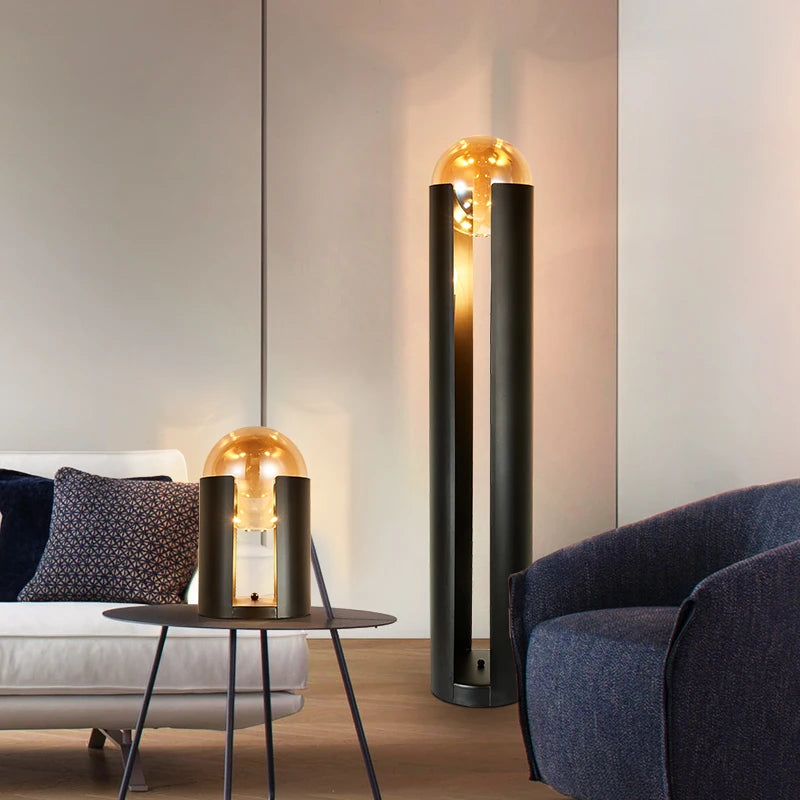 Luxury Black Iron LED Floor Lamp - Nordic Minimalist Standing Light & Desk Lamp Fixture for Living Room, Hotel & Bedroom Bedside