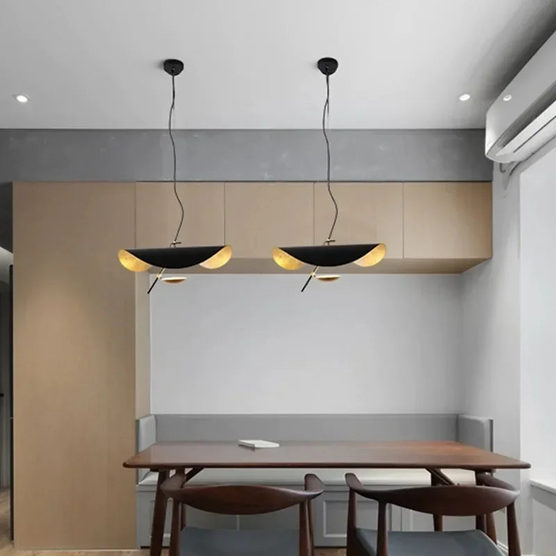 Nordic Modern Metal Gold White Black LED Lotus Leaf Pendant Light Bedroom Living Room Dining Room Interior Decoration Fixtures