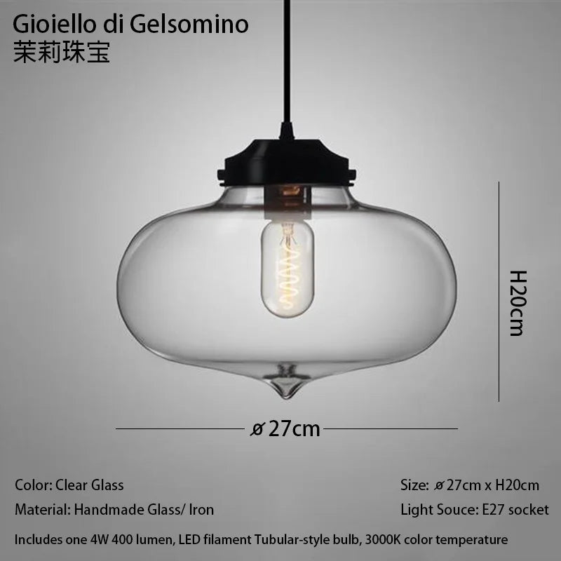 Caren Lighting handmade Glass Modern Nordic hanging loft Glass Pendant Light decor Lights Fixtures led filament dinningroom Lamp