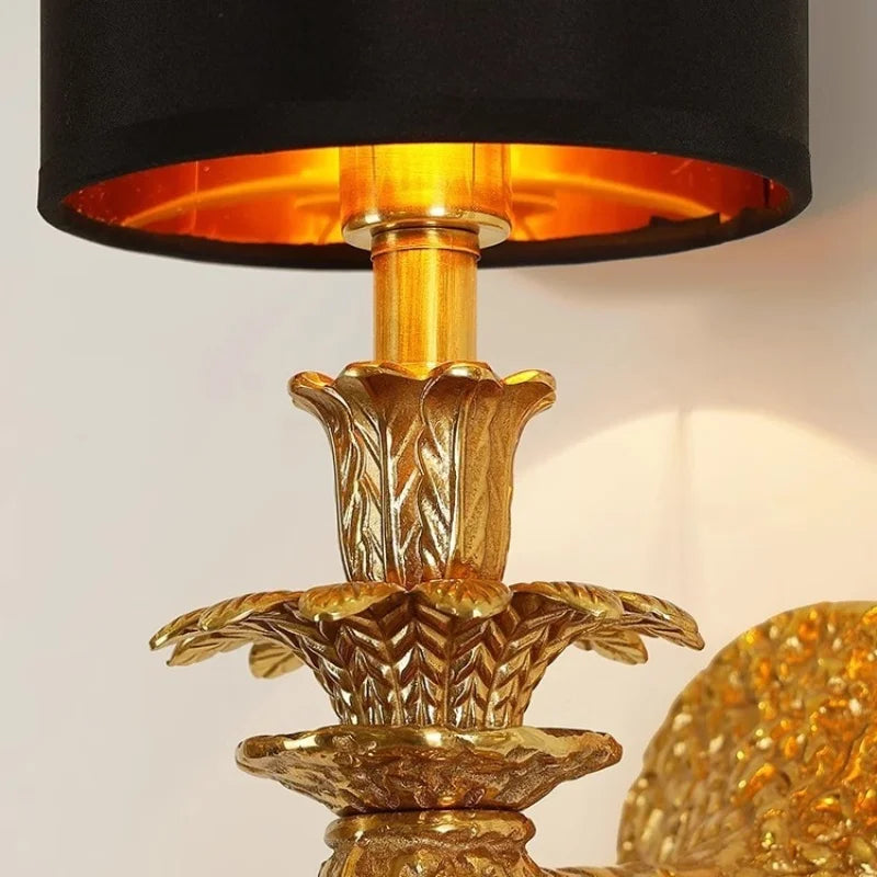 Full Copper LED Wall Lamp - Luxury Modern Retro Sconce Light Fixture for Living Room TV Background, Bedroom Bedside & Staircase