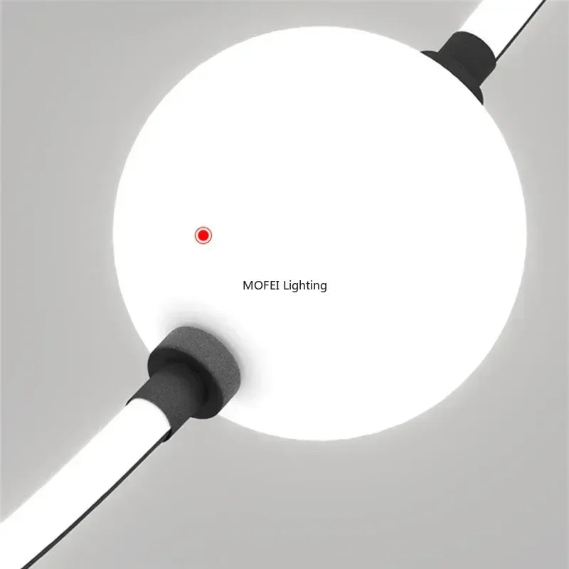 Modern Glass Ball Chandelier Living Room Decor Led Curve Dimmable Staircase Light Villas Loft Dinning Table Nordic Hanglamp