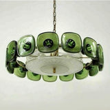 Vintage Glass Petal Chandelier for Living Room Dining Room French Green Cear Glass Hanging Pendant Chandelier Lights Bedroom
