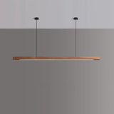 Solid Wood Long LED Pendant Light Modern Minimalist Dining Room Bedroom Living Room Front Desk Decorative Lighting Fixtures