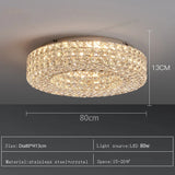 Round Crystal Chandelier Home Decoration Hanging Lamp Living Dinning Room Modern Crystal Pendant Light Kitchen Dimmable LED Lamp