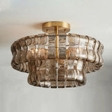 Italian Murano Glass Ceiling Chandelier Light - Handcrafted Luxury Flush Mount Pendant Fixture for Living Room, Bedroom & Restaurant Decor