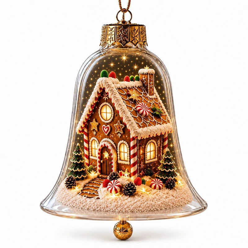 Light Up Christmas Tree Hanging Ornament Transparent Bell Elk Santa Warm Led Light Pendant Acrylic Home Holiday Decoration Gift