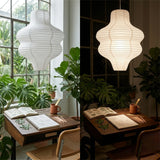 Large White Paper Lampshade 37cm Round Ceiling Pendant Lamp Handmade Folded Rice Paper Chandelier for Bedroom Living Dining Room