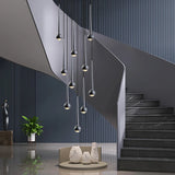 Nordic Water Droplet Pendant Light Hanging Stairs Chandelier Living Room Ceiling Light Modern Villa Bedside Lamp Indoor Lighting
