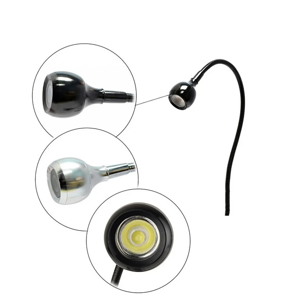 3W Metal Led Book Light USB Powered with Flexible Gooseneck White/Black Shell Portable Reading Lamp for Bedroom,Laptop