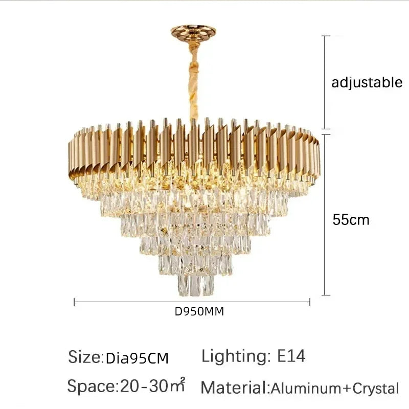 Home Appliance Crystal Ceiling Chandelier Luxury Dining Room Pendant Lamp Modern New Living Room Decor LED Bedroom Hanging Light