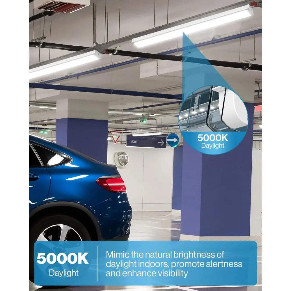 6 Pack LED Garage Ceiling Lights Wraparound ixture 4T,Linkable Shop Light, 3500 LM, 40W=300W, 5000K Daylight, Hardwired, S