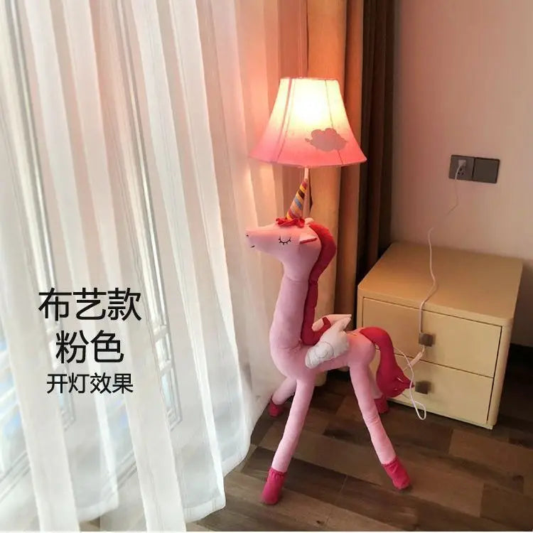 Dreamy Unicorn Floor Lamp with Adjustable Wooden Legs - Dimmable Standing Accent Light for Girls' Bedroom & Kids' Room Decor