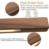 Modern Simple Pendant Lights Wooden Long Linear Hanging Lamp Table LED Light Kitchen Island Lighting Dining Living Room Office