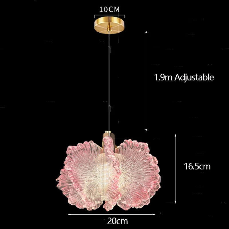 Nordic French Cream-Style Long Line LED Pendant Light - Acrylic Flower Chandelier Lamp for Bedroom Bedside, Dining Room & Living Room
