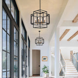 4-Lights Lantern American Style Pendant Lights Fixtures Industrial Farmhouse Hanging Chandelier for Living Room Island Kitchen