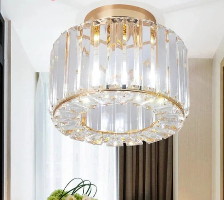 Modern Crystal Ceiling Light Flush Mount Ceiling Chandeliers Lamp LED Bedroom Corridor Entrance Lighting Fixtures E27 Gold Black