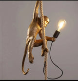 Retro Industrial Monkey Resin Pendant Light - Creative Chameleon Animal Hanging Lamp