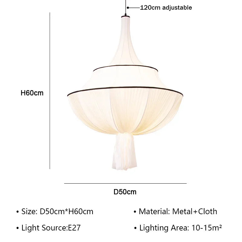 Japanese Retro Wabi Sabi Cloth Chandelier Living Dining Bedroom Decoration Home Pendant Lights Room Decor Lamps Indoor Fixtures