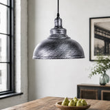 Industrial Metal Pendant Light (1-Pack / 2-Pack) - Retro Silver Hanging Chandelier Fixture for Kitchen, Bar, Cafe & Living Room