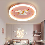 LED Warm Cute Nursery Children's Room Girl Bedroom Pegasus Ceiling Lights Pink Rainbow Unicorn Light Princess Room Ceiling Lamps