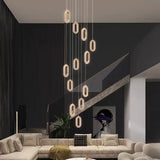 Modern Rings LED Chandeliers For Staircase Luxury Long Hanging pendant Lamps Gold Creative Indoor Attic Lighting Lustre Fixtures