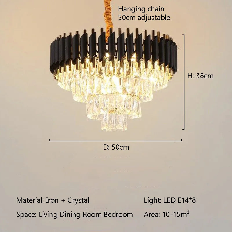 Modern Luxury Crystal LED Chandelier E14 Ceiling Pendant Light for Villa Hotel Lobby Living Dining Bedroom Indoor Decor Lighting