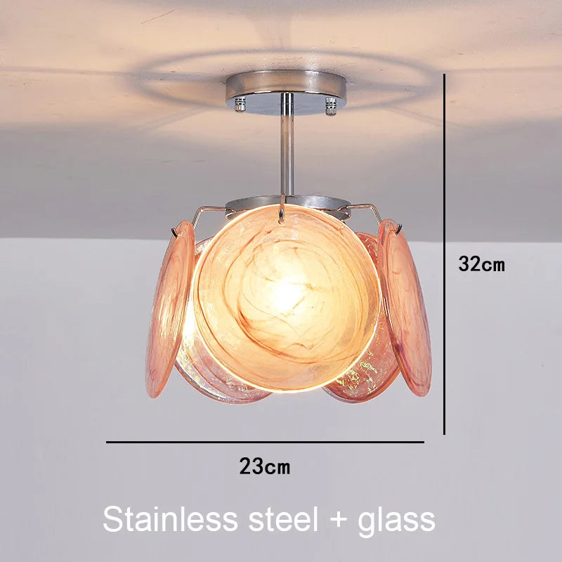 Modern Murano Glass Disc Chandelier Metal Gold Silver Dimmable Ceilings Lustre for Restaurant Hotel Bedroom
