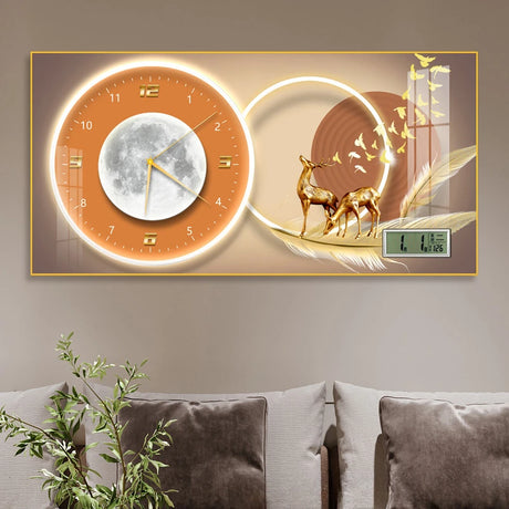 Simple modern fashion aluminum wall clock clock with temperature calendar clock