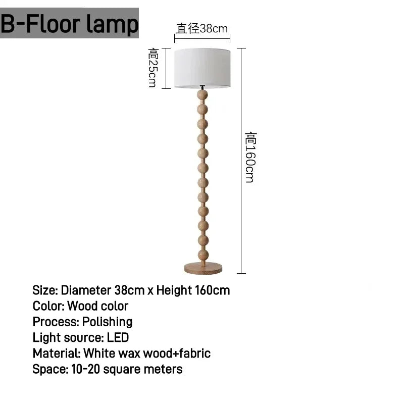Medieval Solid Wood Floor Lamp - Retro Wabi-Sabi Standing Sofa Light & Desk Lamp Fixture for Living Room & High-End Home Decor