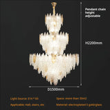 Villa Chandeliers Duplex Ceiling Living Room Lamps Creative Leaves Ginkgo Leaves Crystal Glass High-end Wholesale Pendant Lamps