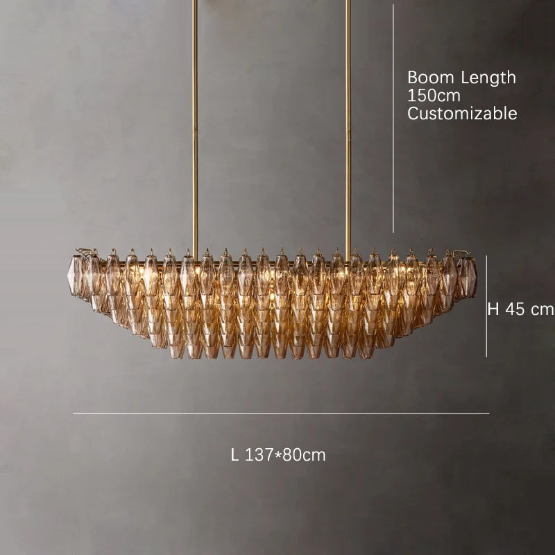 2025 Contemporary Glass Pendant Lamp Round Rectangle Chandelier Silver Black Finish Adjustable Ceiling Light Villa