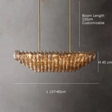 2025 Contemporary Glass Pendant Lamp Round Rectangle Chandelier Silver Black Finish Adjustable Ceiling Light Villa