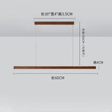 Japanese Pendant Light Black Walnut Fashion Home Design Nordic Long Strip Light Office Simple Wooden Dining Table Light