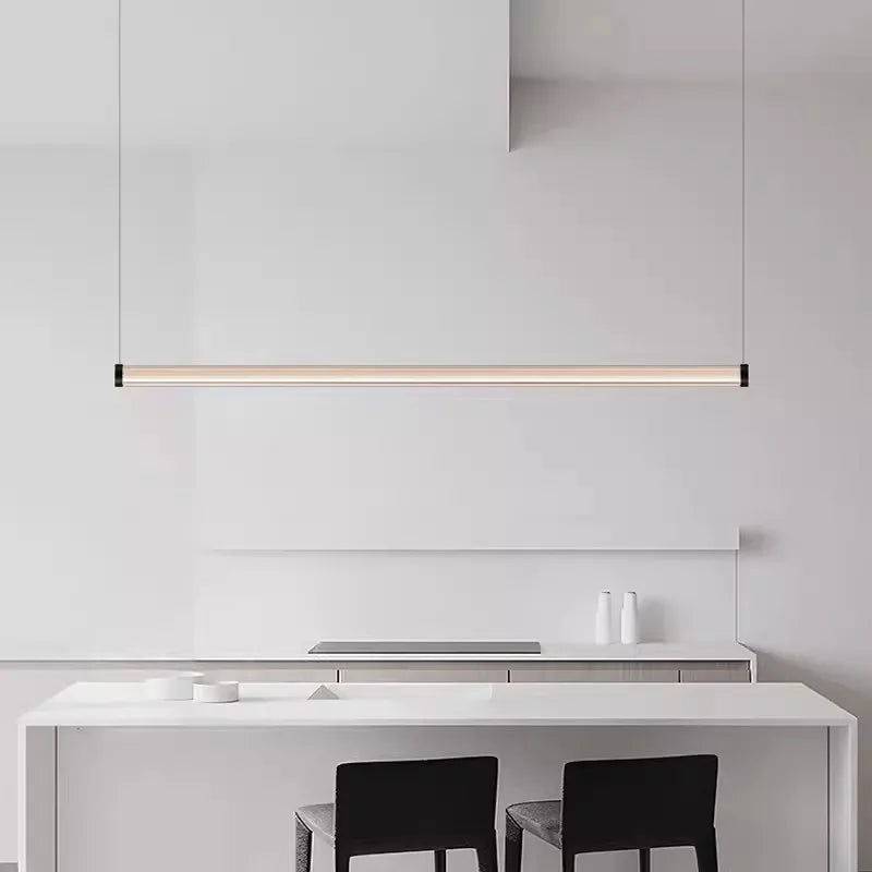 Nordic restaurant chandelier light luxury modern minimalist bar desk office chandelier creative one word long glass chandelier