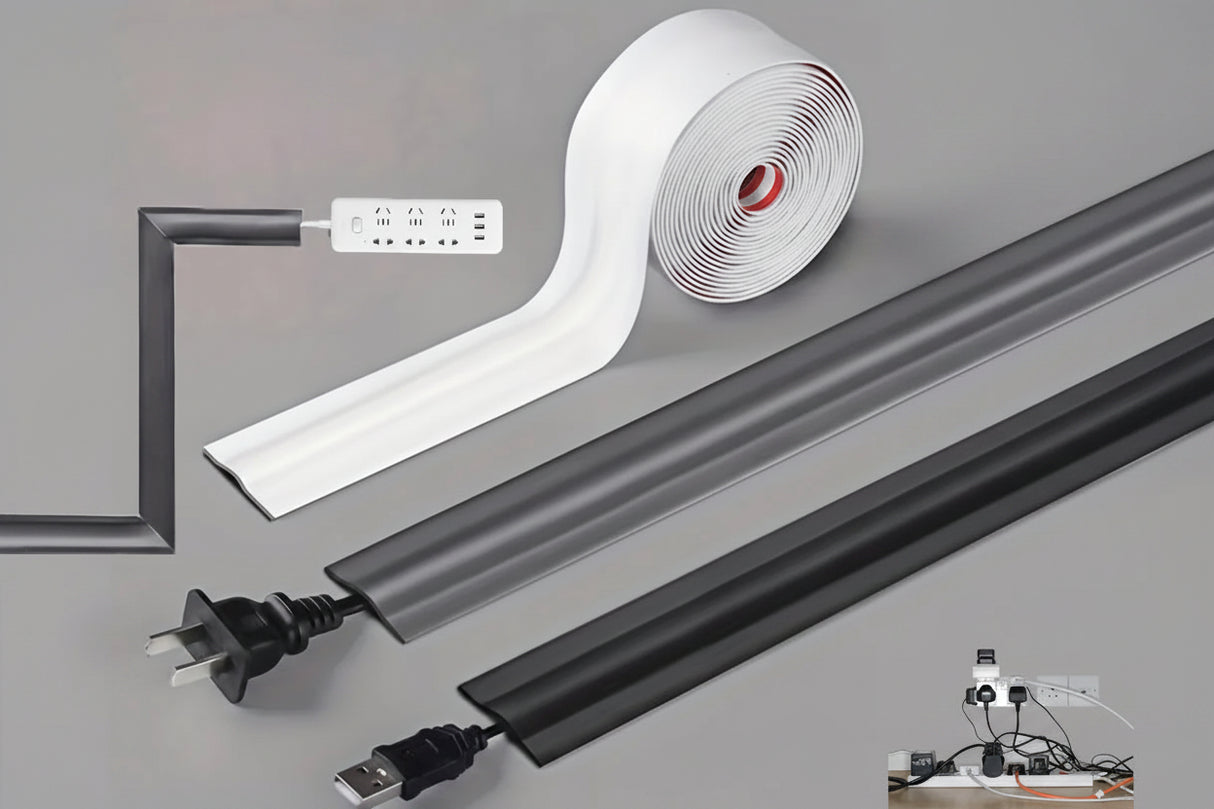 Self-Adhesive PVC Cable Protector Cover - Flexible Wear-Resistant Cord Organizer